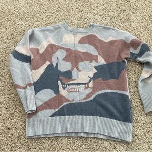 Skull Cashmere Camo V-Neck Sweater